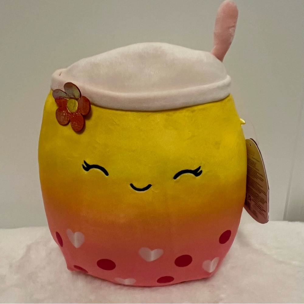 Squishmallow Bergit Boba Bubble Tea🧋Drink, Valentine’s Day ♥️, 8” New
